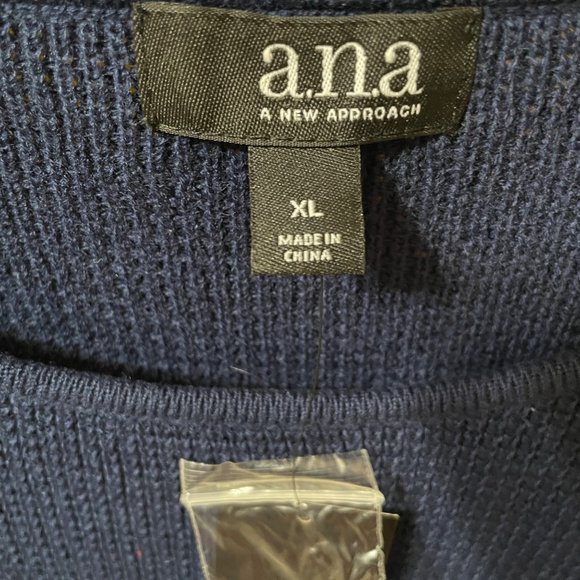 a.n.a. Sweater Blouse Womens XL Navy Blue Long Sleeve Scoop Neck Lightweight - Picture 8 of 8